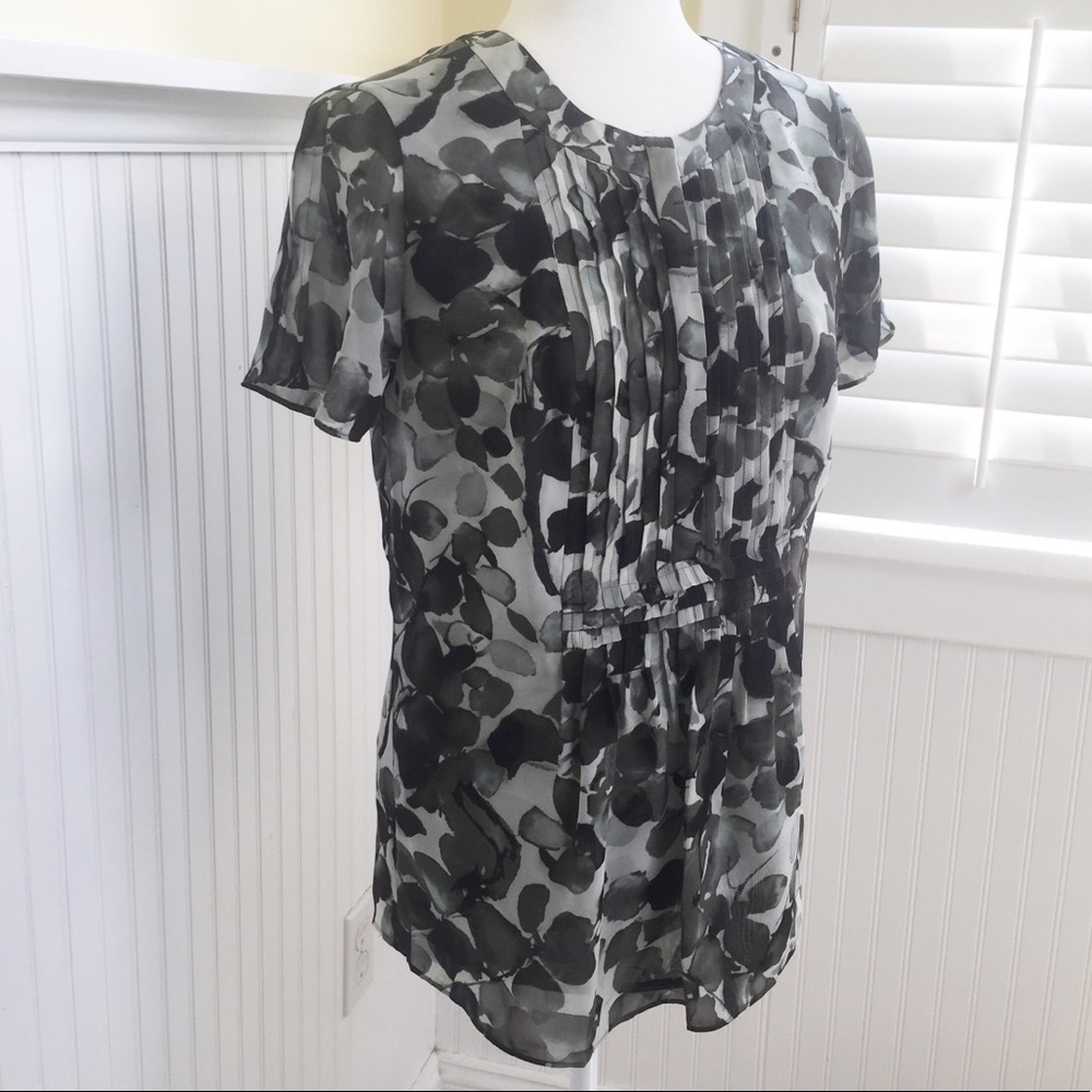 Coldwater Creek Multi-Tone Green Sheer Floral Top